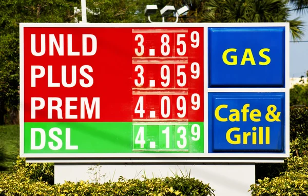 Tankstellenschild Stockbild