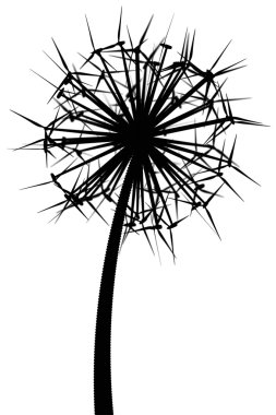 Dandelion from the wind generators (black and white version) clipart