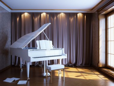 nice room to play the piano clipart