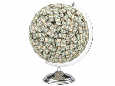 Globe of U.S. dollars isolated on a white background clipart