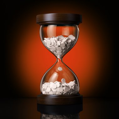 Sand clock with pills clipart
