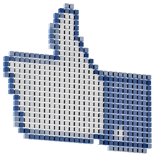 Pixeled thumbs up internet symbol isolated on white — Stok Foto