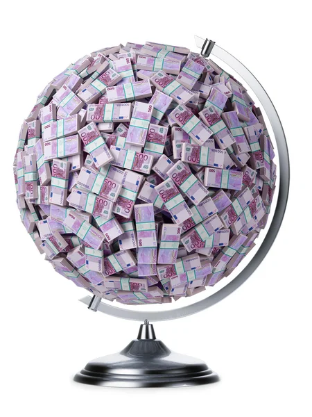 Euro money globe on white isolated — Stock Photo, Image