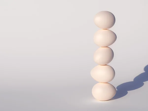 Stabilität Eier Bau in Sonnenstrahlen — Stockfoto
