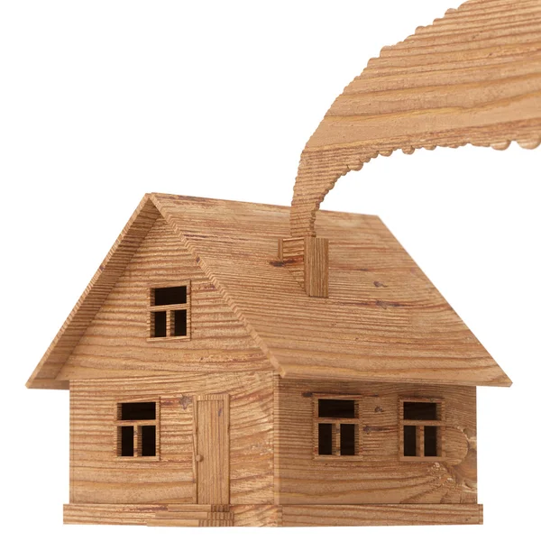 Dom z drewna zabawki na białym tle — Zdjęcie stockowe