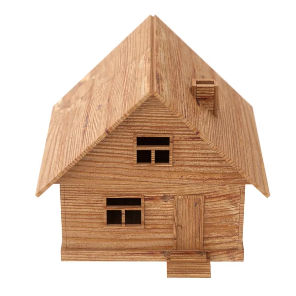 Zabawki drewniane Dom na białym tle — Zdjęcie stockowe
