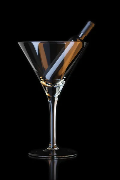 Fles in Martiniglas — Stockfoto