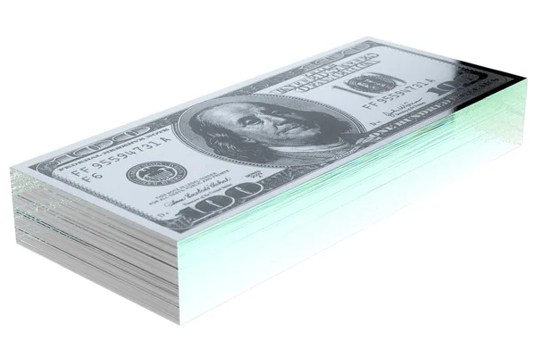 孤立在白色背景上的玻璃美元钞票 — 图库照片