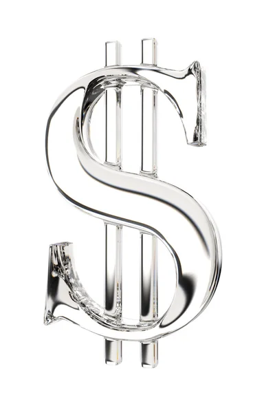白い背景の上のガラス ドル記号 — ストック写真
