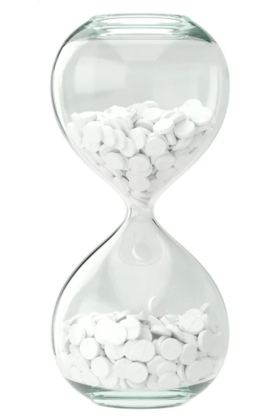 Sand clock with drugs — Stock Photo, Image