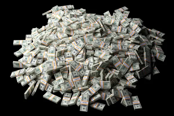 Ogromny stos amerykański pieniędzy na czarnym tle Zdjęcia Stockowe bez tantiem