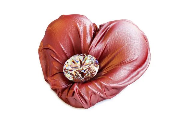Diamond in the stylized a heart pillow — Stock Photo, Image