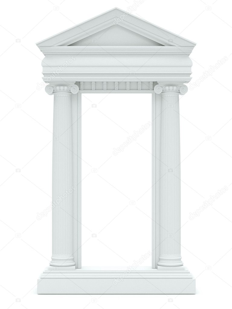 marble columns on white background