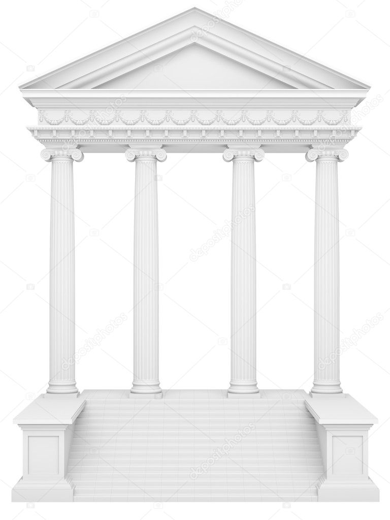 classical columns on a white isolated background