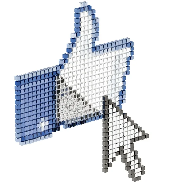 3D-pixel duimen omhoog teken — Stockfoto
