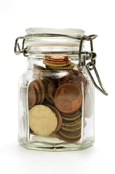 stock image Jar filled with coins