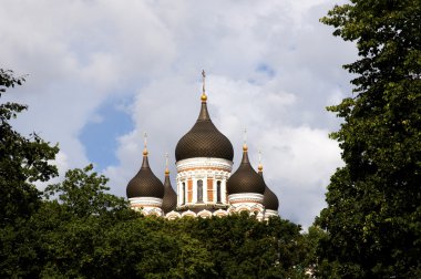 The onion-shaped cupolas of the Russian Orthodox Cathedral Alexa clipart