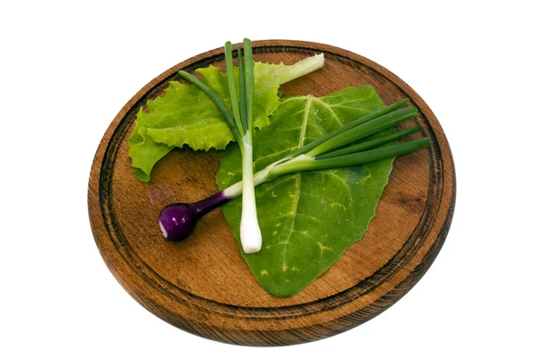 Mix lettuce, sorrel and onions — Stock Photo, Image