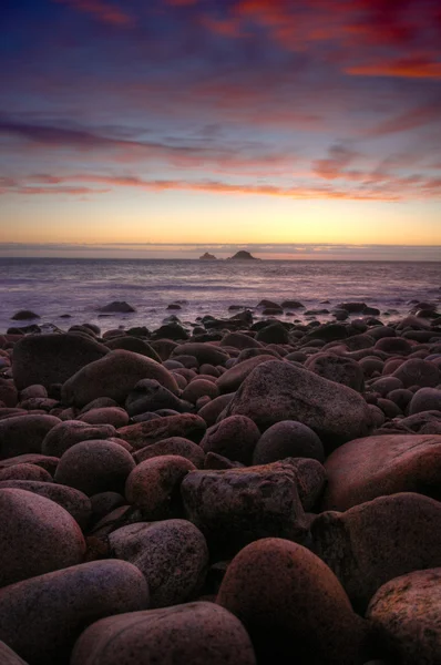 Sunset at Porth Nanven — Stock Photo, Image