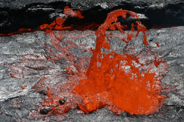 Lava bubble in a lava lake