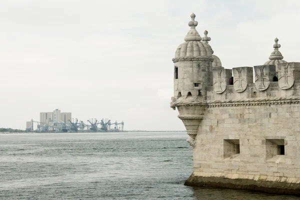 Detalhe da torre de Belém em Lisboa, Portugal — Fotografia de Stock