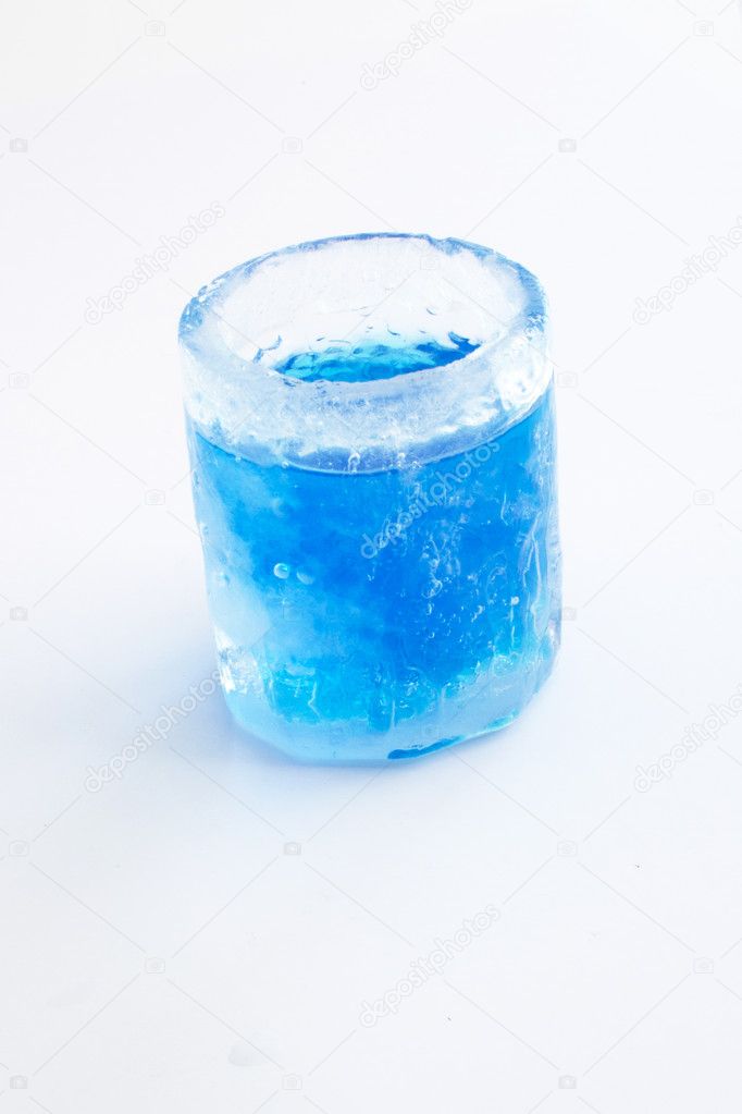 Blue in ice-cold glass