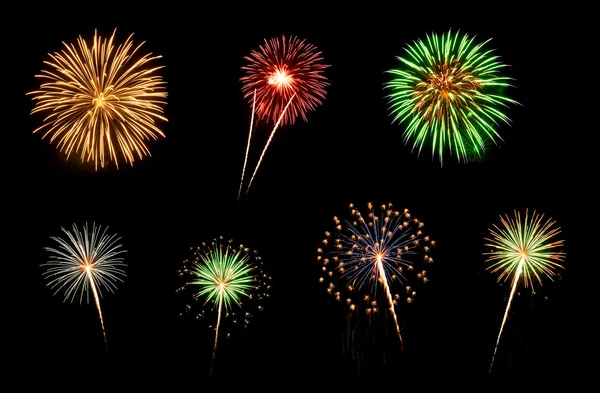 Assorted Fireworks on a Black Background — Stock Photo, Image