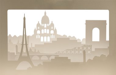 Paris carton silhouette with sand structure clipart