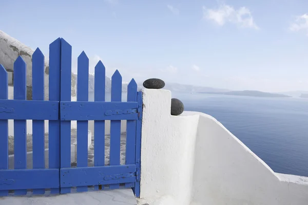 stock image Blue gate in santorin