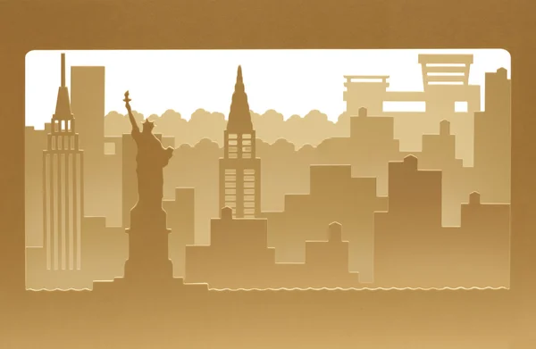 Νέα Υόρκη χαρτοκιβώτιο σιλουέτα με άμμο δομή — Φωτογραφία Αρχείου