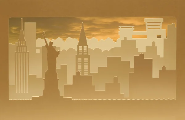 Silhouette en carton New York avec structure en sable — Photo