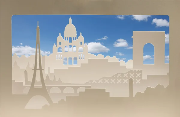 Silueta de cartón París con estructura de arena —  Fotos de Stock