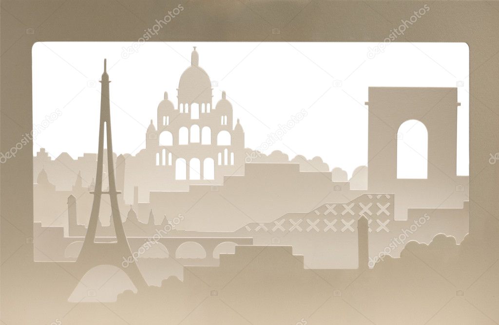 Paris carton silhouette with sand structure