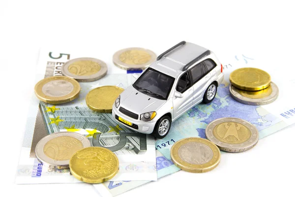 Luxury car and money — Stock Photo, Image