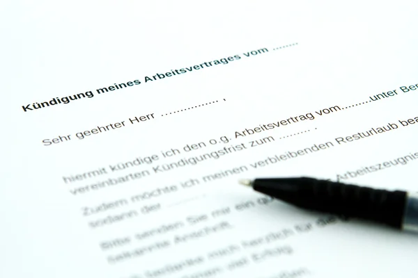 Termination of employment contract (german) — Stock Photo, Image