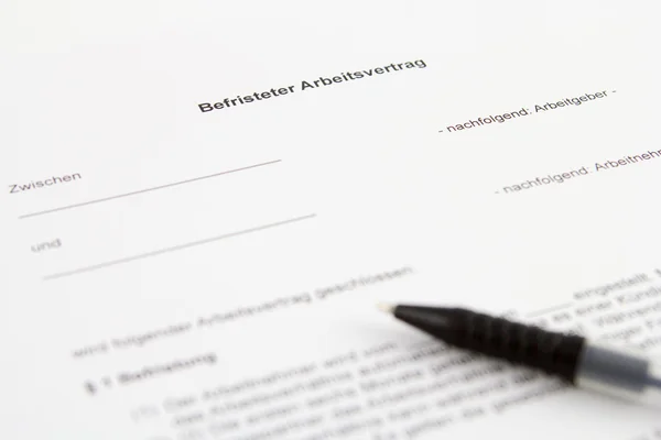 Fixed term employment contract (german) — Stock Photo, Image