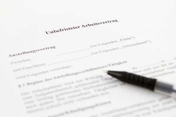 Indefinite Term Employment Contract (german) — Stock Photo, Image