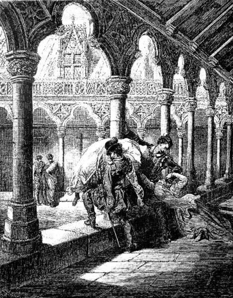 Фернандо похищает Лусинду из монастыря — стоковое фото
