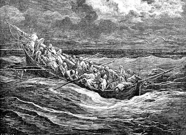 Zoraida und der Gefangene im Fluchtboot — Stockfoto