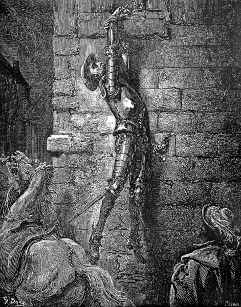 Maritornes laisse Don Quichotte suspendu à la fenêtre — Photo