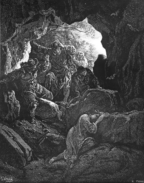 Den skenande lendra upptäcks i en grotta — Stockfoto