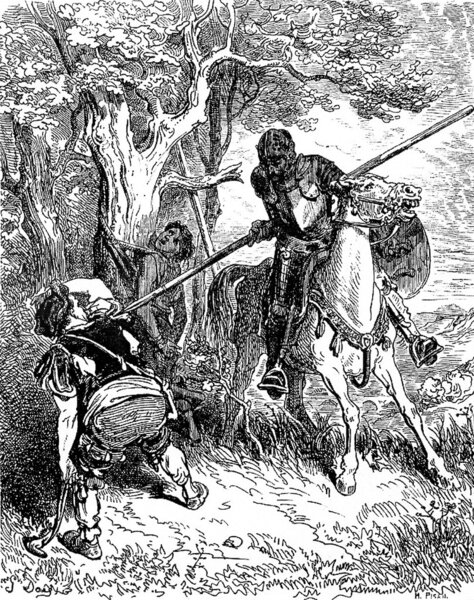 The Don threatens the peasant who was whipping the shepherd boy