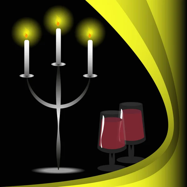 stock vector Candles and wine