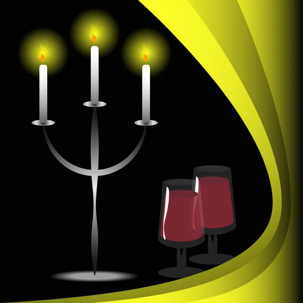 Świece i wino — Wektor stockowy