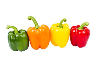 Bell peppers all colors isolated on white background clipart