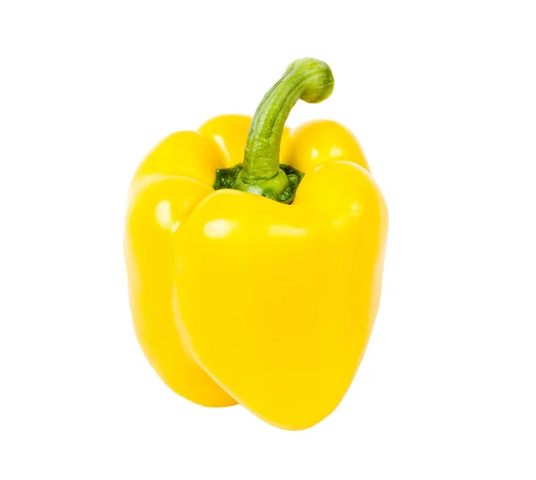 Fresh yellow pepper on yellow plate — Stock Photo, Image