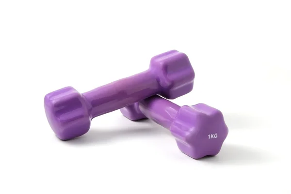 stock image Two rubber purple dumbbell