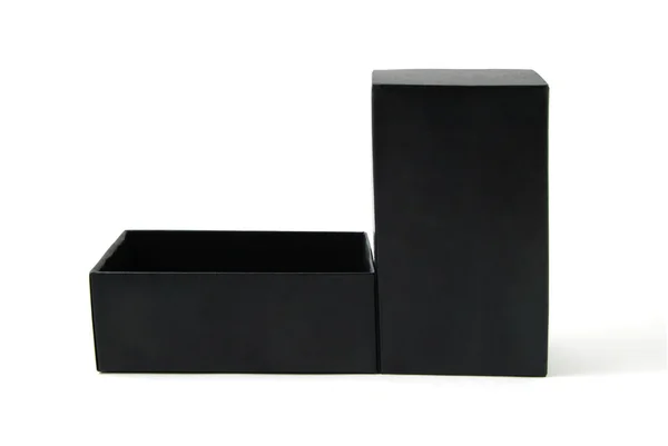 stock image Black cardboard box with the lid