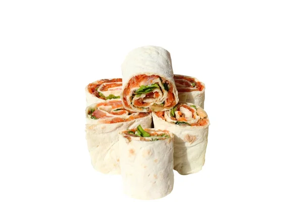 Lavash rolls with salmon — Stock Photo, Image