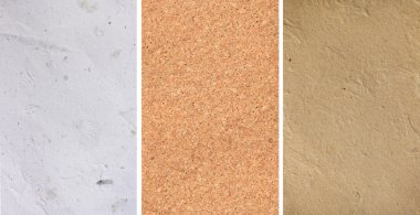 beyaz kağıt, corkboard ve kahverengi artpaper dokular